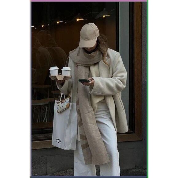 Alexander McQueen Oversized Graffiti Logo Scarf Ivory Silver Wool Silk NWT Rare - Picture 8 of 16